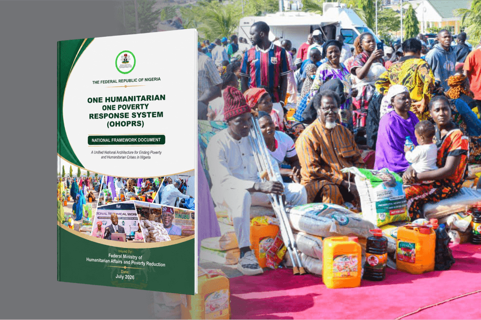 Nigerian government and development professionals discussing coordinated humanitarian response and poverty reduction strategies.